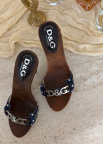 Orjinal Dolce&Gabbana Kadın Koyu Mavi Yılan Topuklu Terlik - Görsel 3