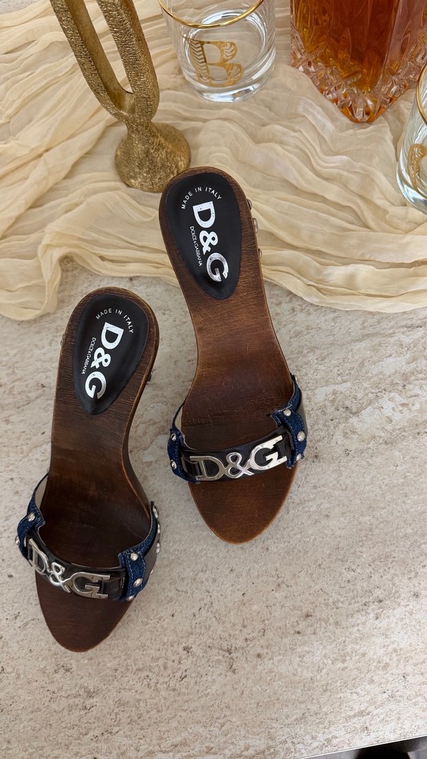 Orjinal Dolce&Gabbana Kadın Koyu Mavi Yılan Topuklu Terlik - Görsel 3