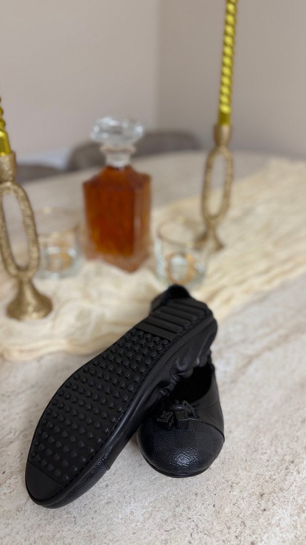 Orjinal Louıs Vuıtton Siyah Deri  Stiletto Kadın Babet - Görsel 4