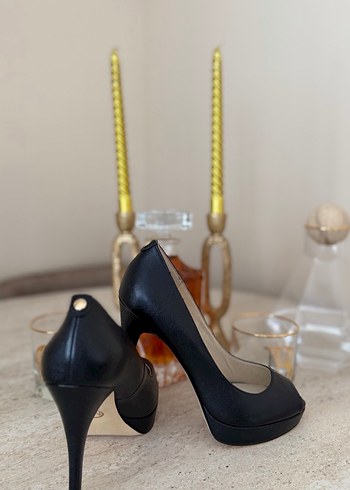 Klasik Siyah Yılan Desenli Stiletto - Görsel 4