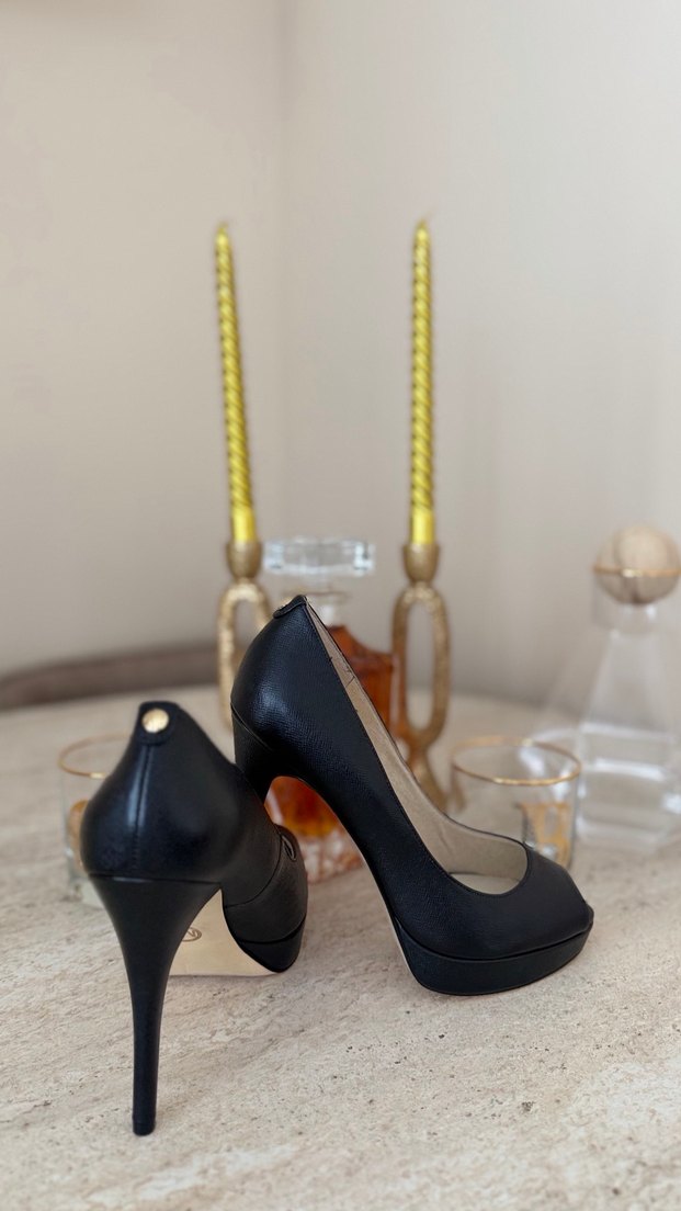 Klasik Siyah Yılan Desenli Stiletto - Görsel 4