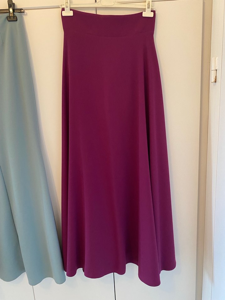 Mor Uzun Drapeli Kadın Etek - Görsel 4