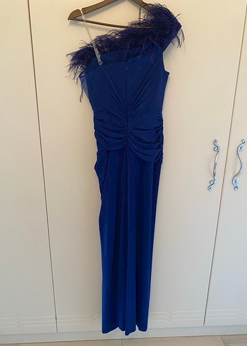 Mavi Drapeli Uzun Abiye Elbise - Görsel 7