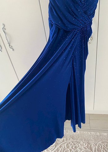 Mavi Drapeli Uzun Abiye Elbise - Görsel 2