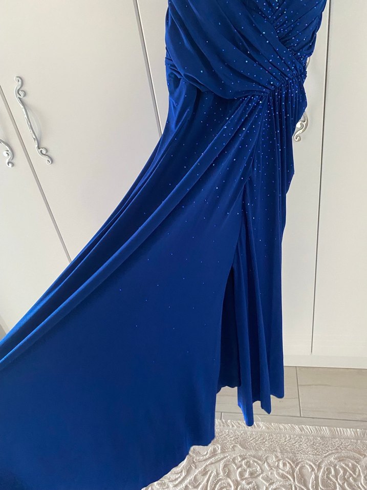 Mavi Drapeli Uzun Abiye Elbise - Görsel 2
