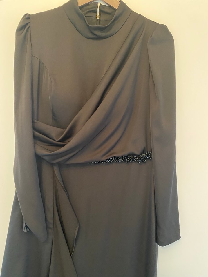 Uzun Kollu Siyah Gotik Uzun Elbise - Görsel 3