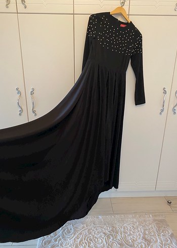 Uzun Kollu Siyah Gotik Uzun Elbise - Görsel 3