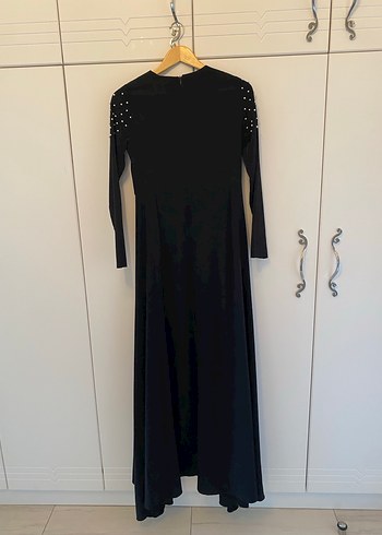 Uzun Kollu Siyah Gotik Uzun Elbise - Görsel 4