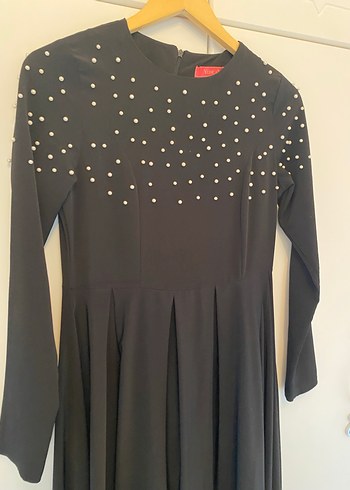 Uzun Kollu Siyah Gotik Uzun Elbise - Görsel 2