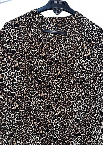 Kahverengi Leopar Desenli Uzun Kollu Tunik - Görsel 3