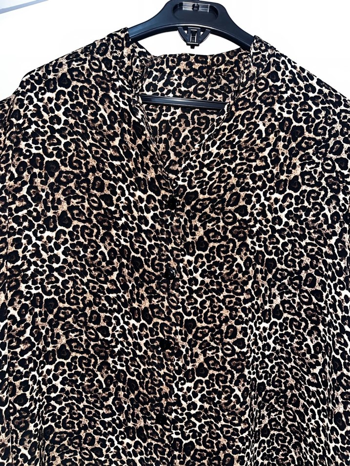 Kahverengi Leopar Desenli Uzun Kollu Tunik - Görsel 3