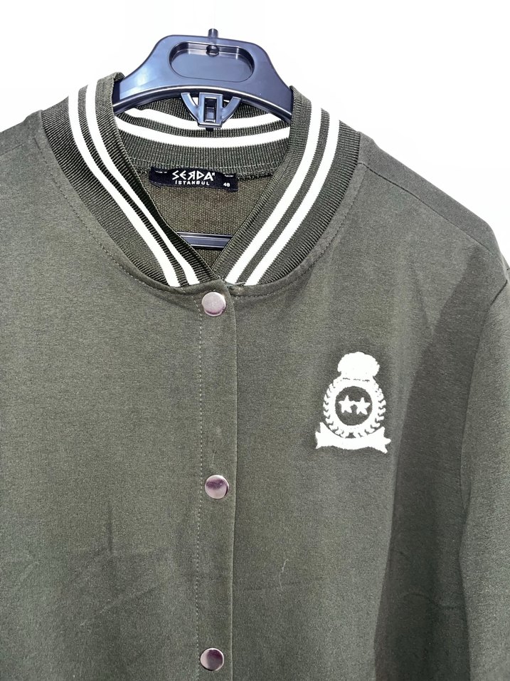 Düğmeli Haki Kadın Hırka - Görsel 2