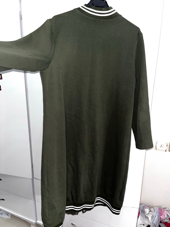 Düğmeli Haki Kadın Hırka - Görsel 5