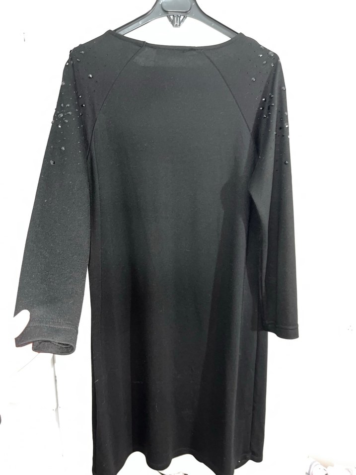 Uzun Kollu Siyah Gösterişli Elbise - Görsel 4