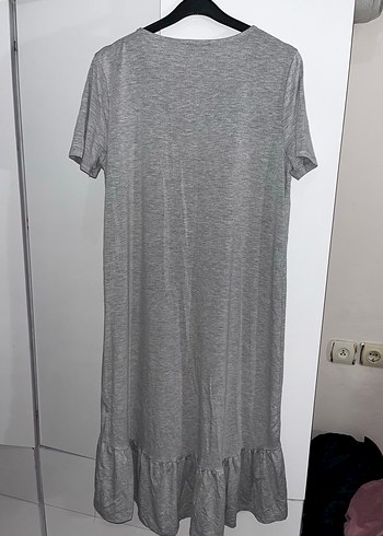 Gri Uzun Kollu Salaş Elbise - Görsel 4