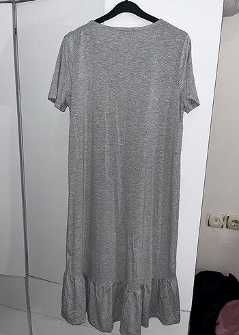 Gri Uzun Kollu Salaş Elbise - Görsel 5