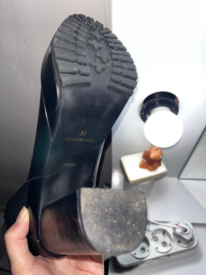 Madein China Siyah Kadın Platform Topuklu Bot - Görsel 5