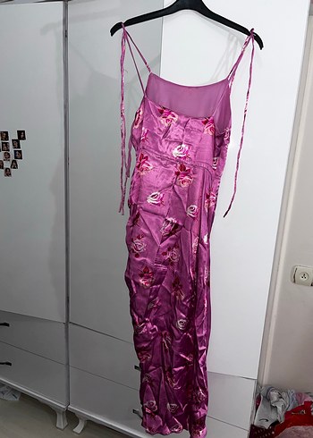 İpekyol Mor Drapeli Straplez Uzun Elbise - Görsel 4