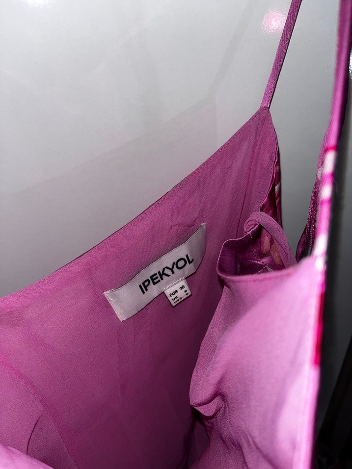 İpekyol Mor Drapeli Straplez Uzun Elbise - Görsel 3