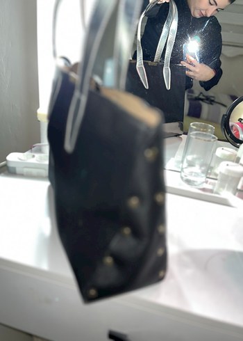 Gri Deri Kadın Omuz Çantası - Görsel 3