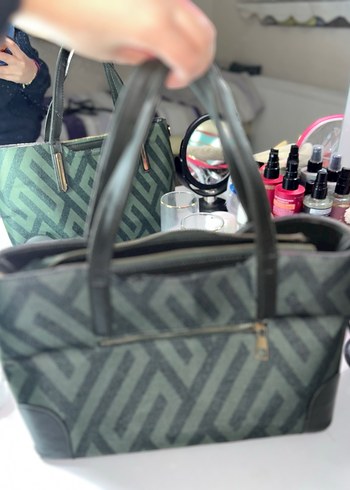 Gri Desenli Fermuarlı Kadın Çanta - Görsel 2