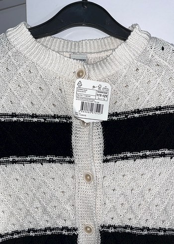 Siyah Çizgili Örgü Kadın Hırka - Görsel 3