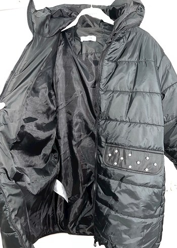 Siyah Düğmeli Kadın Kışlık Mont - Görsel 3