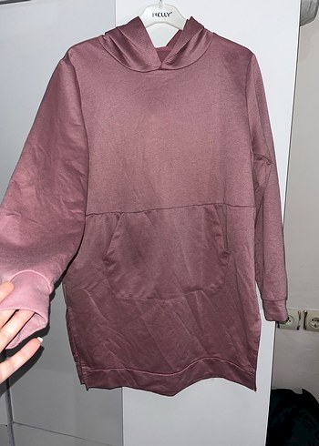 Pembe Kadın Sweatshirt Kapüşonlu Rahat Kesim - Görsel 2