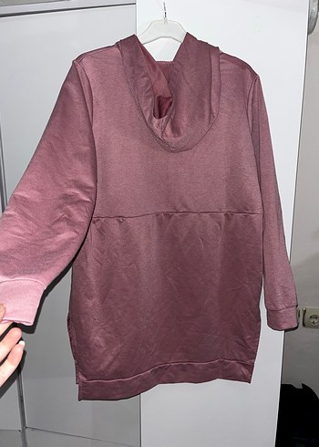 Pembe Kadın Sweatshirt Kapüşonlu Rahat Kesim - Görsel 3