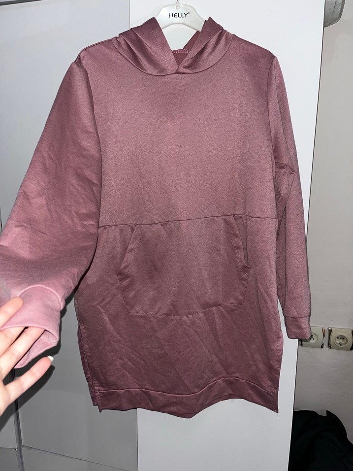 Pembe Kadın Sweatshirt Kapüşonlu Rahat Kesim - Görsel 2