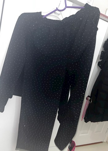 Taşlı Siyah Kadın Eşofman Takımı - Görsel 5