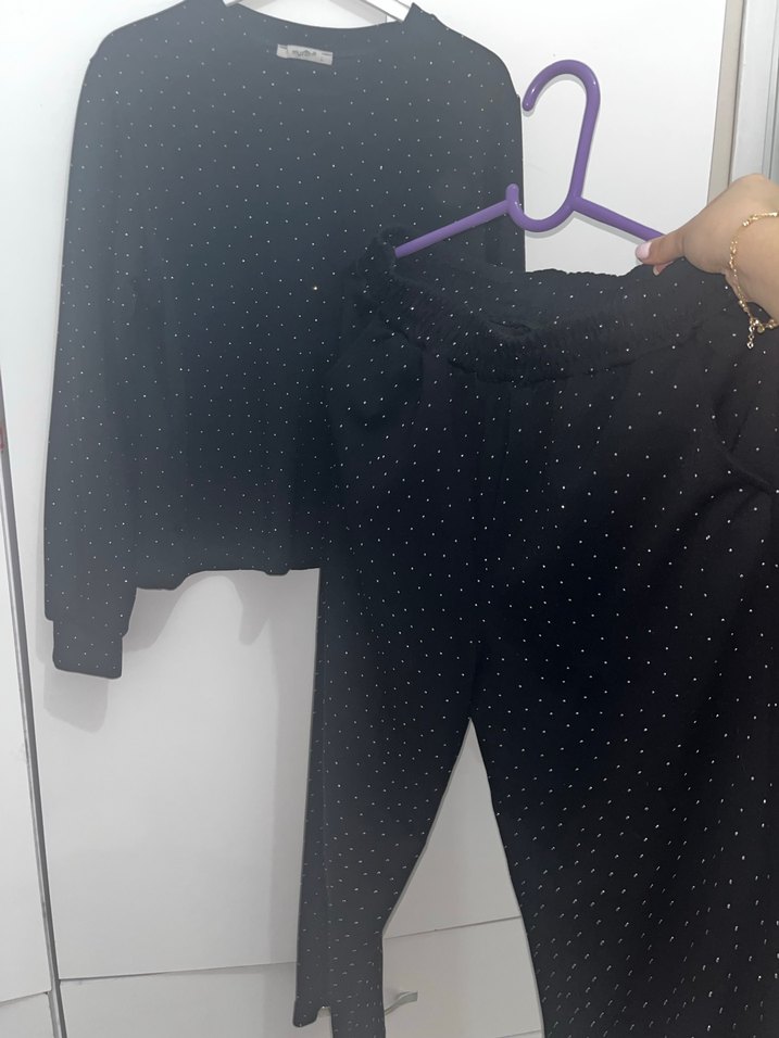 Taşlı Siyah Kadın Eşofman Takımı - Görsel 3