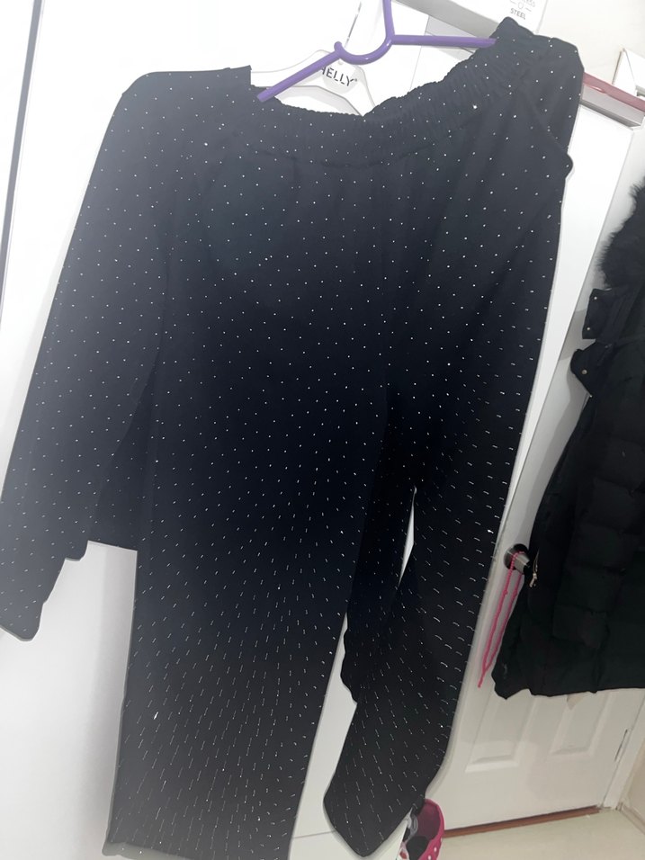 Taşlı Siyah Kadın Eşofman Takımı - Görsel 5