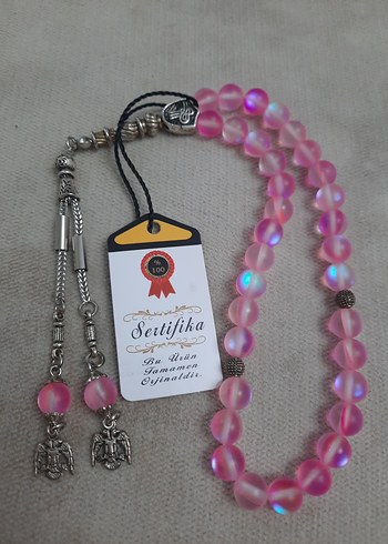 Pembe Termal Kuvars İsiltili Tespih