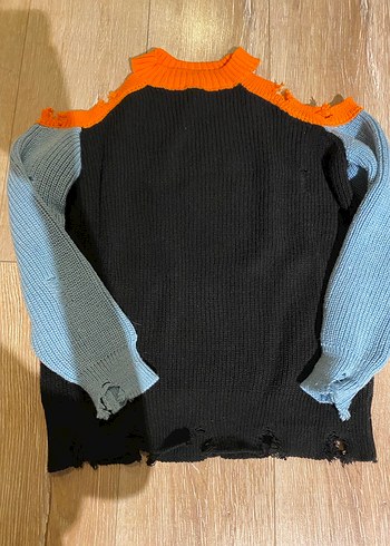 Renkli Omuz Detaylı Kadın Triko Kazak - Görsel 2