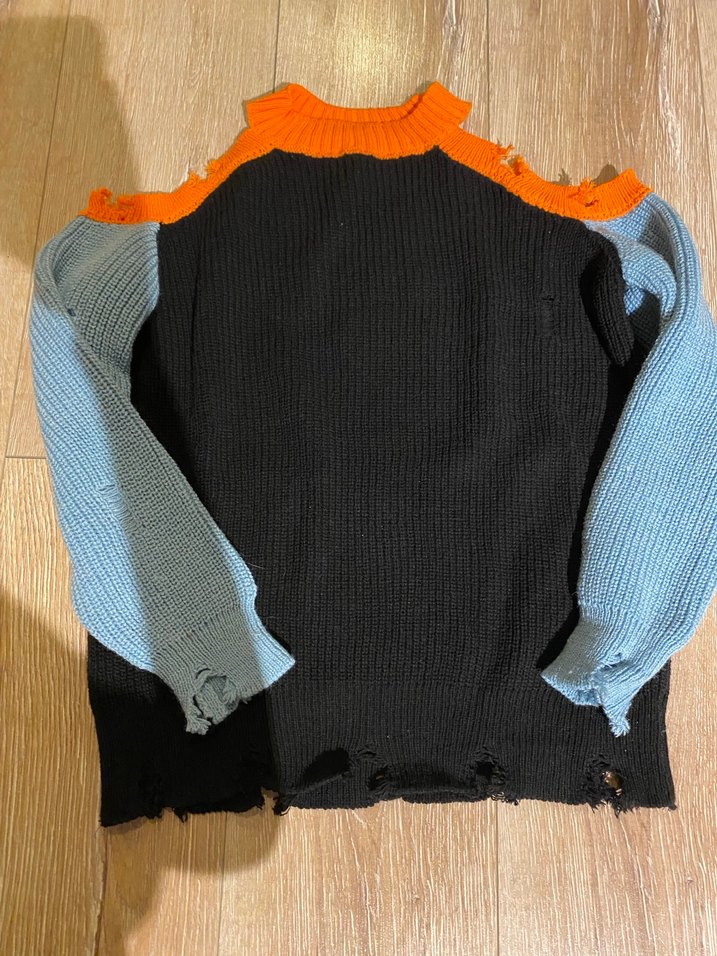 Renkli Omuz Detaylı Kadın Triko Kazak - Görsel 2