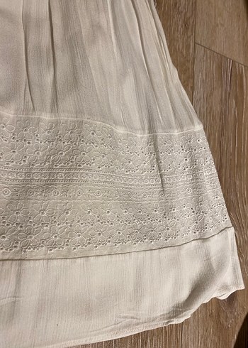 Beyaz Pliseli Uzun Bohem Elbise - Görsel 2