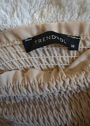 Bej, Uzun Kollu, Fırfırlı Mini Bluz - Görsel 3