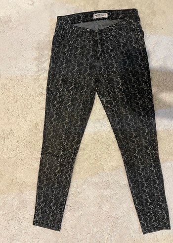 Gri Yılan Desenli Denim Pantolon - Görsel 2