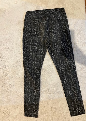 Gri Yılan Desenli Denim Pantolon - Görsel 3