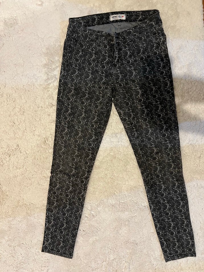 Gri Yılan Desenli Denim Pantolon - Görsel 2