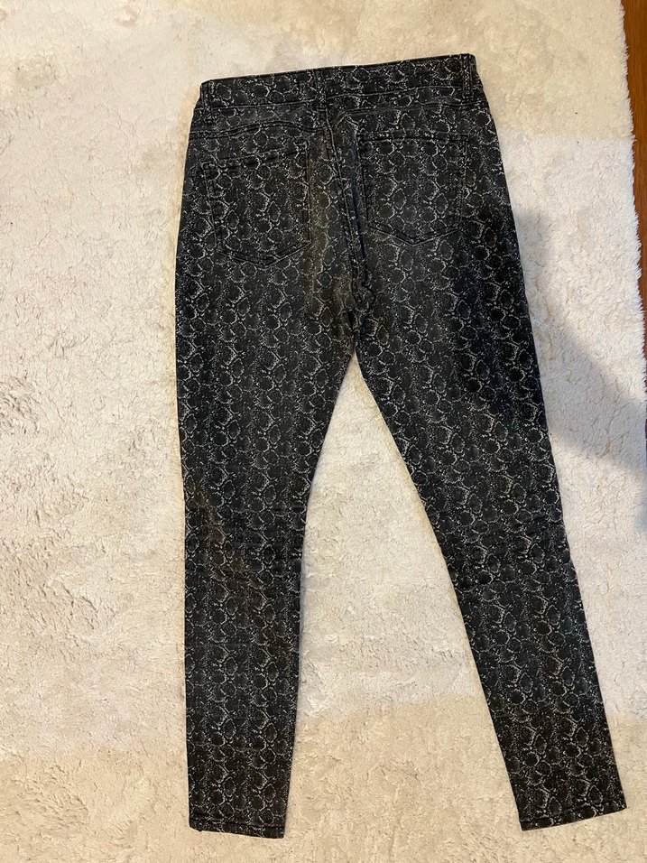 Gri Yılan Desenli Denim Pantolon - Görsel 3