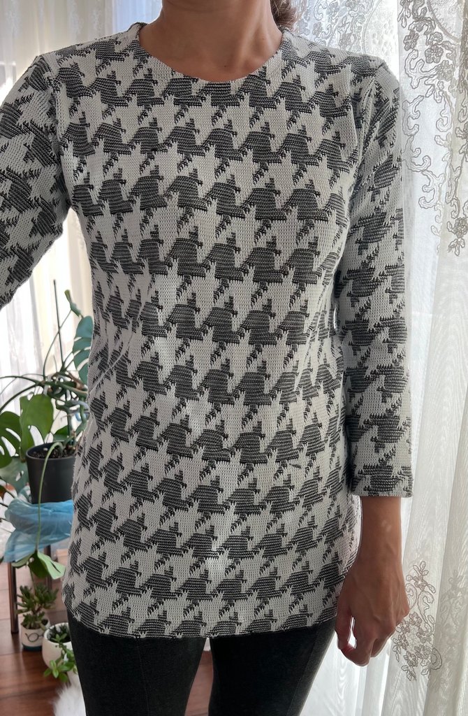 Gri Desenli Midi Bluz - Görsel 3