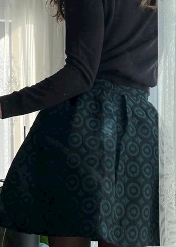 Armonika- Kadın Zümrüt Kısa Pileli Kloş Etek - Görsel 3