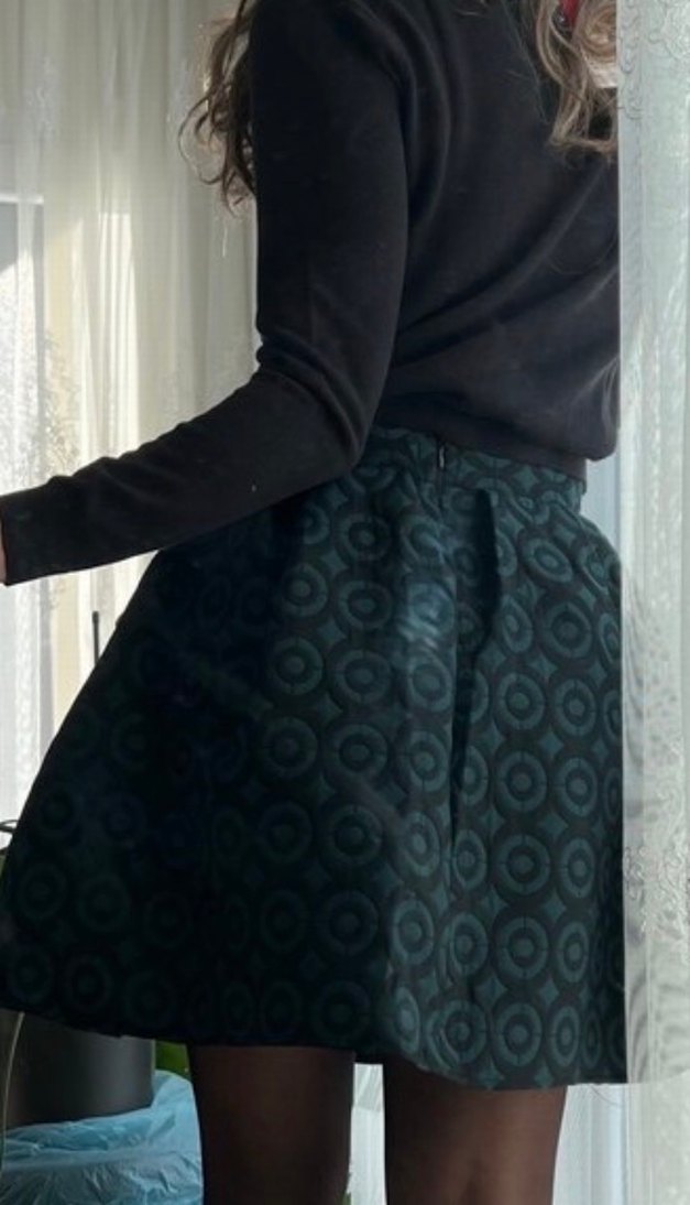 Armonika- Kadın Zümrüt Kısa Pileli Kloş Etek - Görsel 3