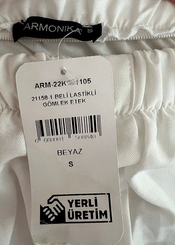 Beyaz Kadın Beli Lastikli Gömlek Etek - Görsel 5