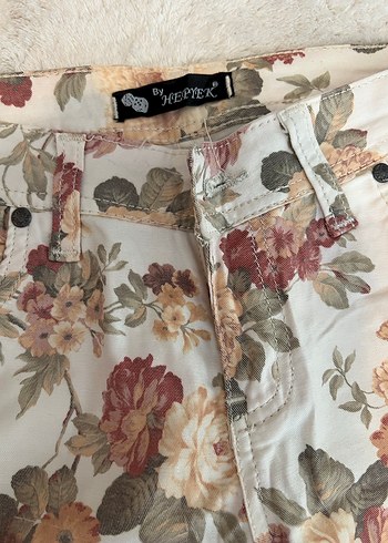 Bohem Çiçek Desenli Düşük Bel Kadın Pantolon - Görsel 3