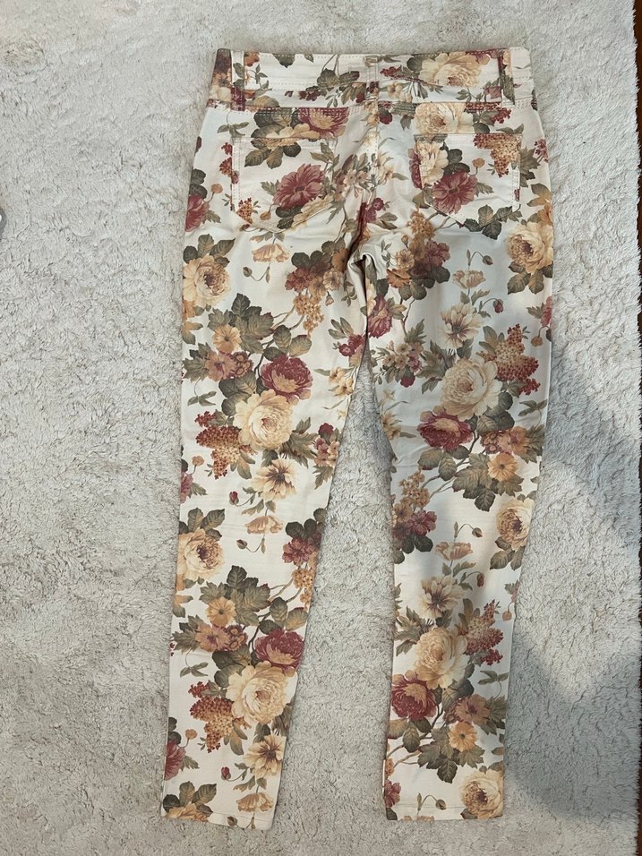 Bohem Çiçek Desenli Düşük Bel Kadın Pantolon - Görsel 2