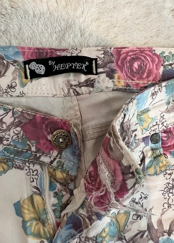 Çiçek Desenli Düşük Bel Kadın Pantolon - Görsel 3