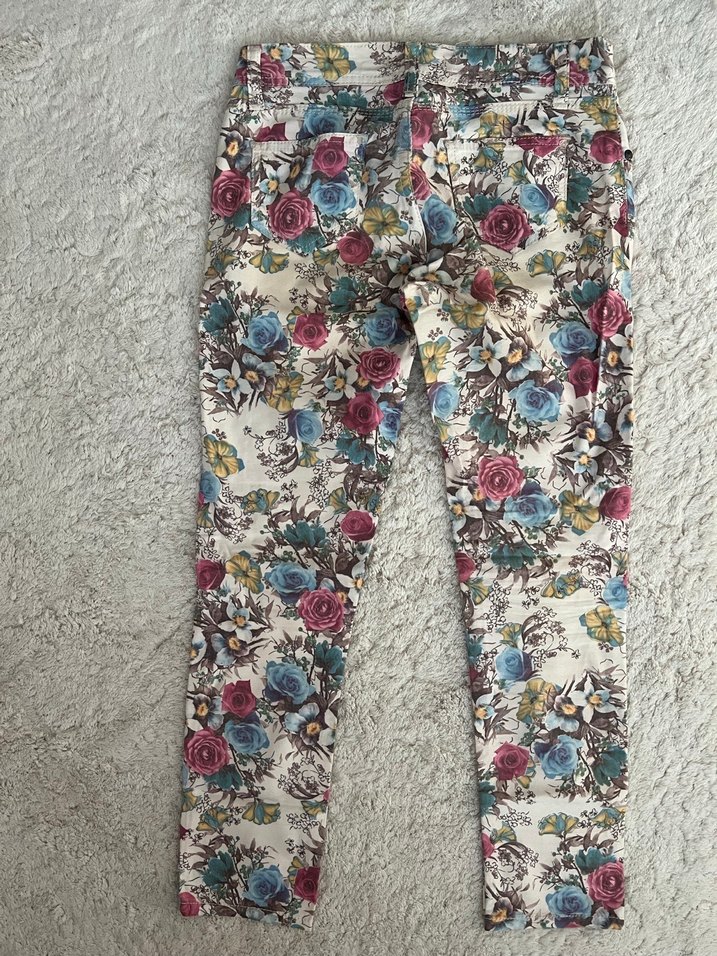 Çiçek Desenli Düşük Bel Kadın Pantolon - Görsel 2